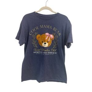 Simply Southern Medium Cool Mama Bear Social Members T-Shirt Short Sleeve Blue